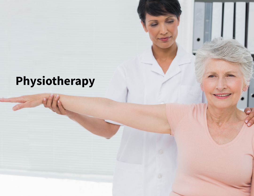 Elderly Woman Receiving Physiotherapy with Professional Assistance