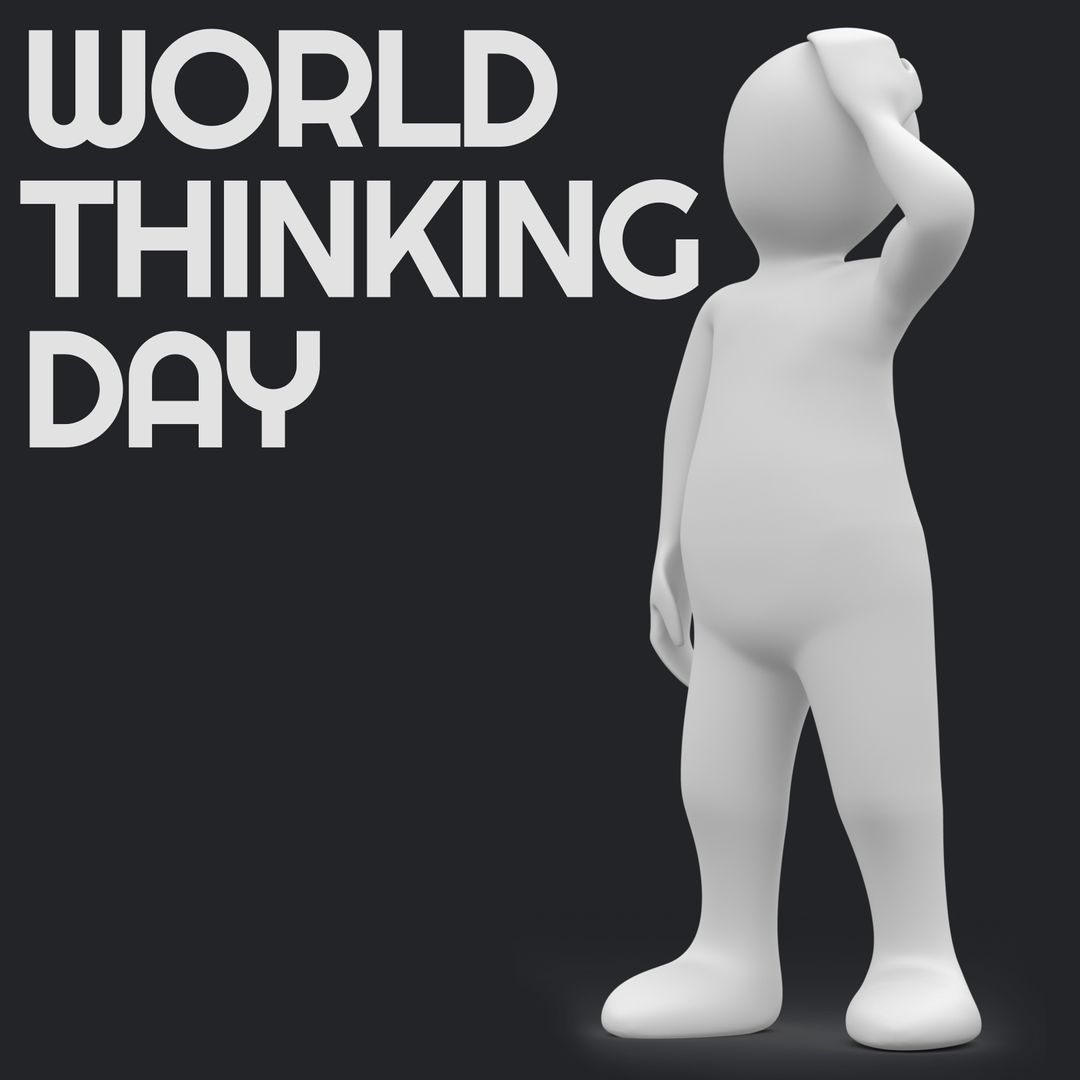 Pensive Figure Contemplating for World Thinking Day Poster - Download Free Stock Templates Pikwizard.com