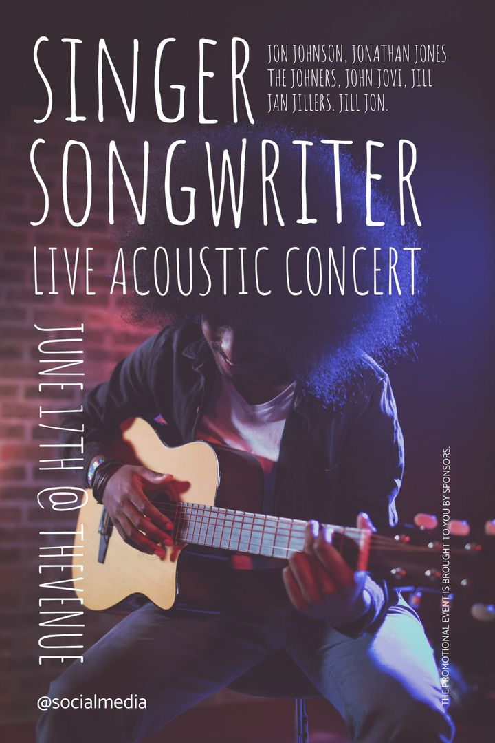 Live Acoustic Concert Promotional Flyer with Guitarist - Download Free Stock Templates Pikwizard.com