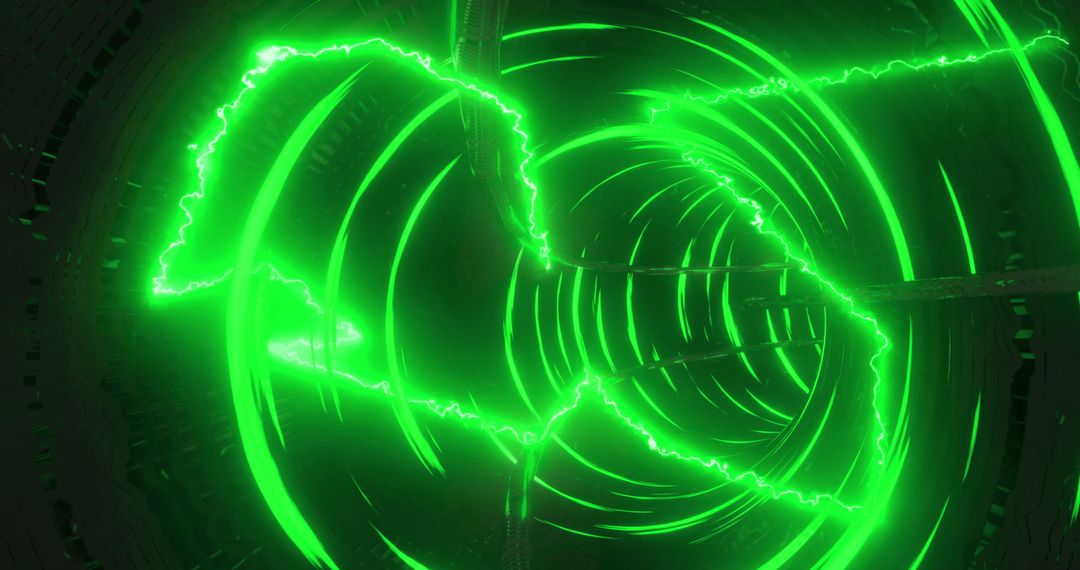Futuristic Glowing Digital Tunnel with Electric Lightning