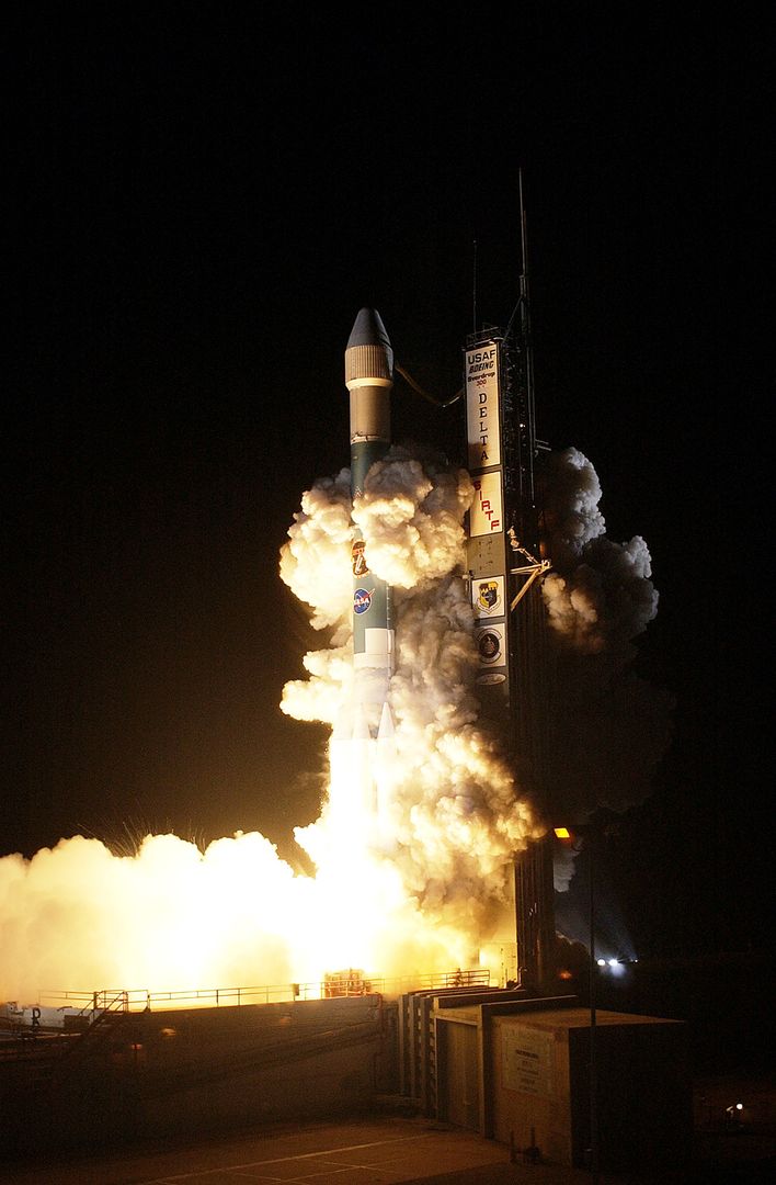 KENNEDY SPACE CENTER, FLA.  -  NASA's Space Infrared Telescope Facility (SIRTF) lifts off from Launch Pad 17-B, Cape Canaveral Air Force Station, on Aug. 25 at 1:35:39 a.m. EDT. SIRTF will obtain images and spectra by detecting the infrared energy, or hea - Free Images, Stock Photos and Pictures on Pikwizard.com