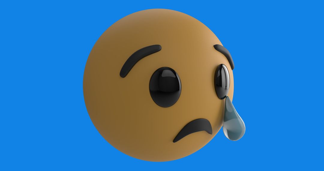 Sad Emoji on Blue Background with Falling Golden Confetti - Free Images, Stock Photos and Pictures on Pikwizard.com