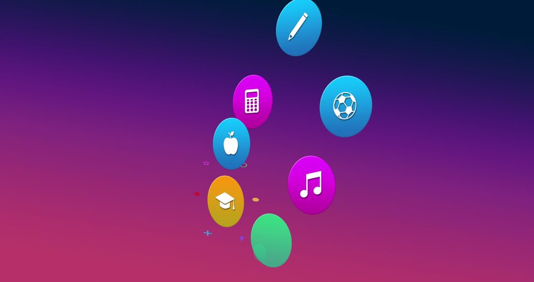 Colorful Digital Icons on Gradient Background