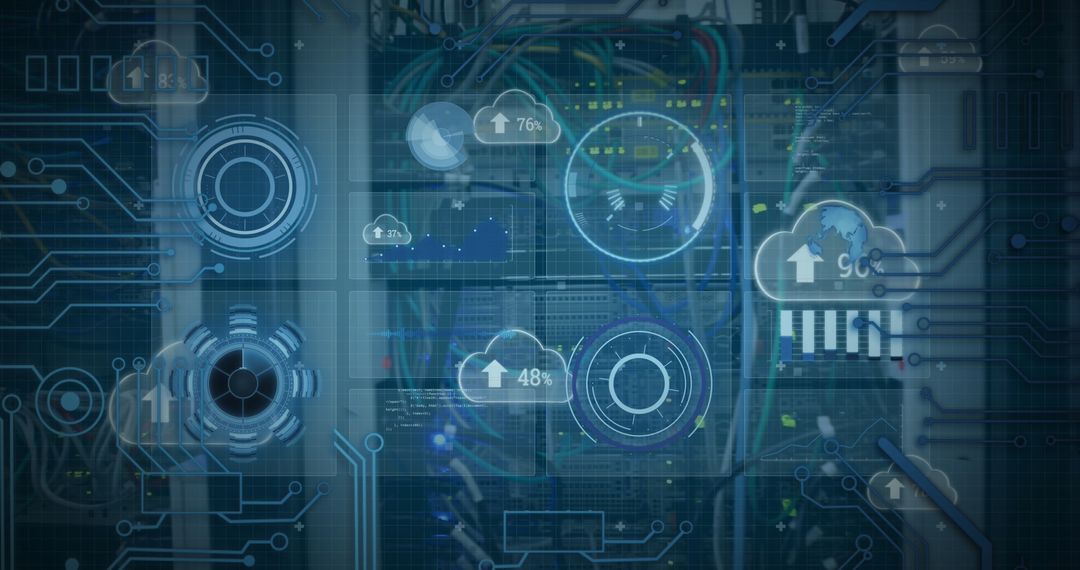 Digital Cloud Computing and Data Processing in Server Room