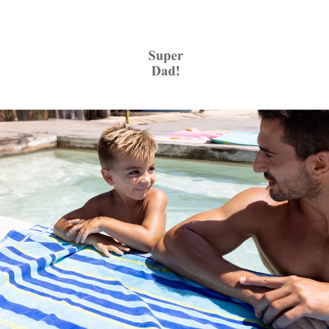 Father and Son Bonding by Poolside