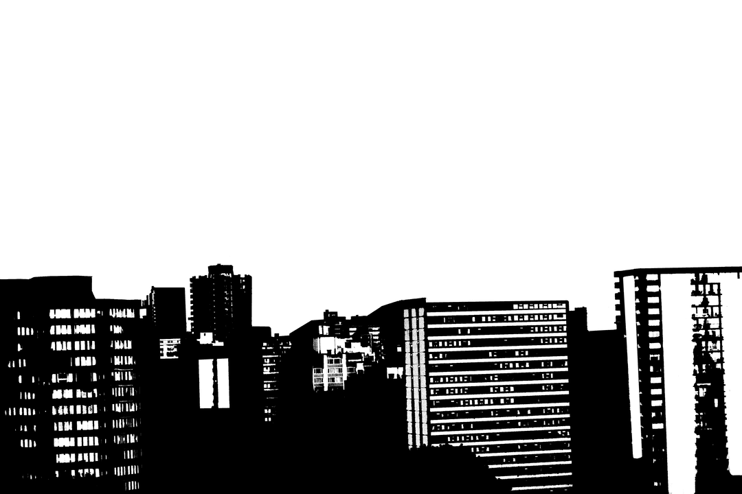 Transparent City Skyline Silhouette with Skyscrapers