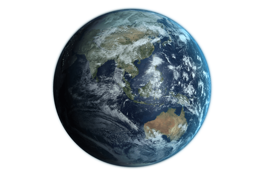 Digital Illustration of Planet Earth on Transparent Background