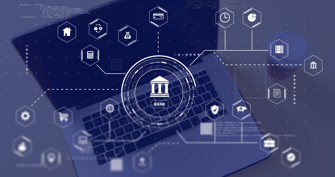 Digital Banking and Business Connections Over Laptop Interface