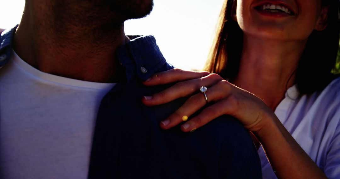 Romantic Engagement Close-Up with Engagement Ring