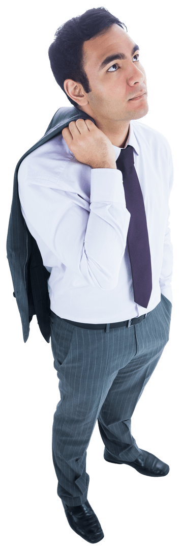 Focused Asian Businessman Transparent Background Standing Isolated