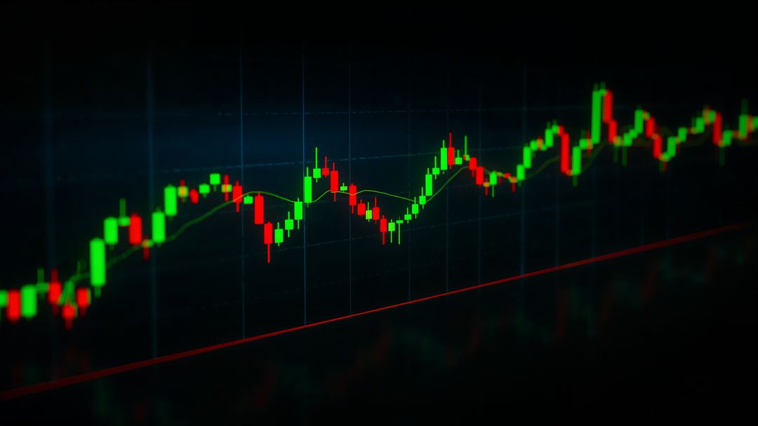 Fintech Candlestick Chart with Trendline and Moving Averages
