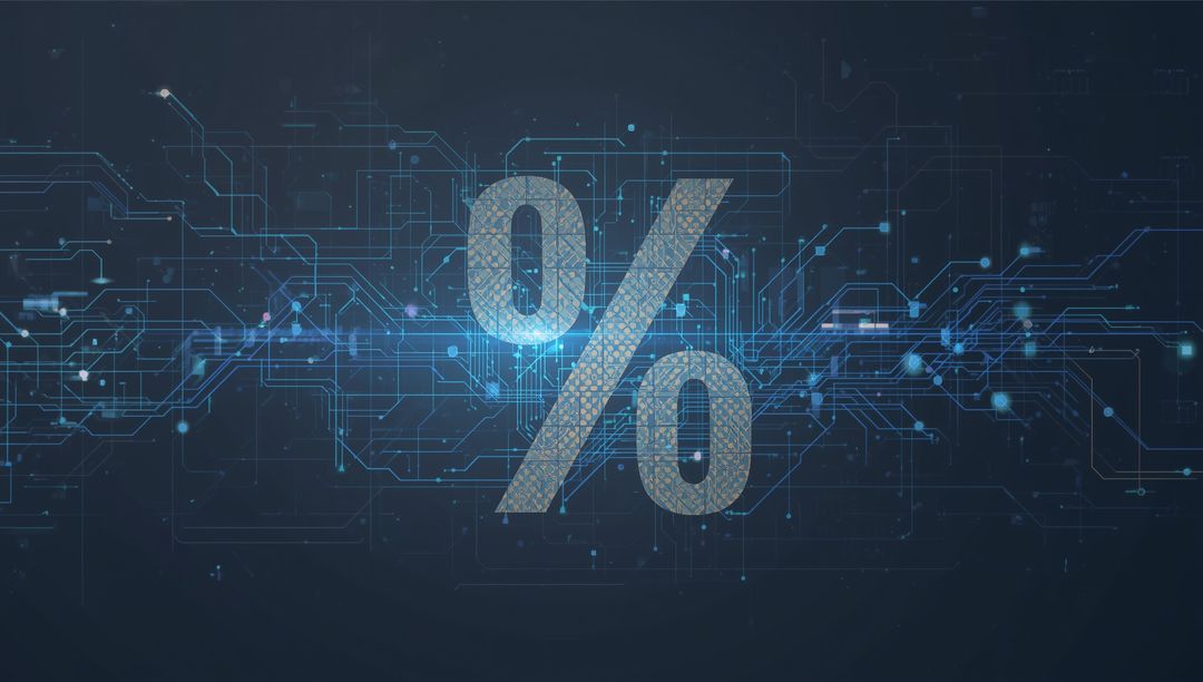 Futuristic Digital Percentage Concept with Circuit Lines
