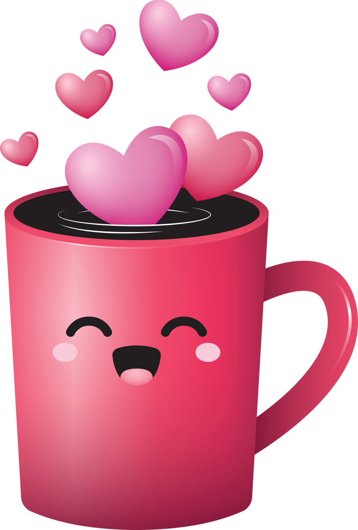 Smiling Coffee Cup with Hearts Transparent Background Romance Lifestyle Vector - Download Free Stock Images Pikwizard.com