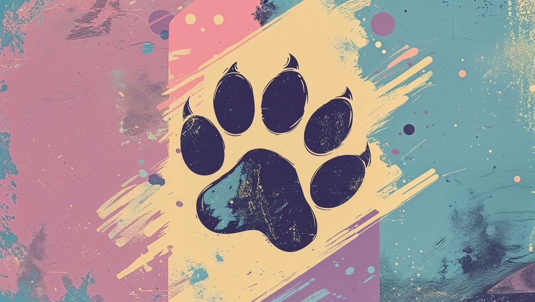 Grunge Paw Print Art with Abstract Pastel Background