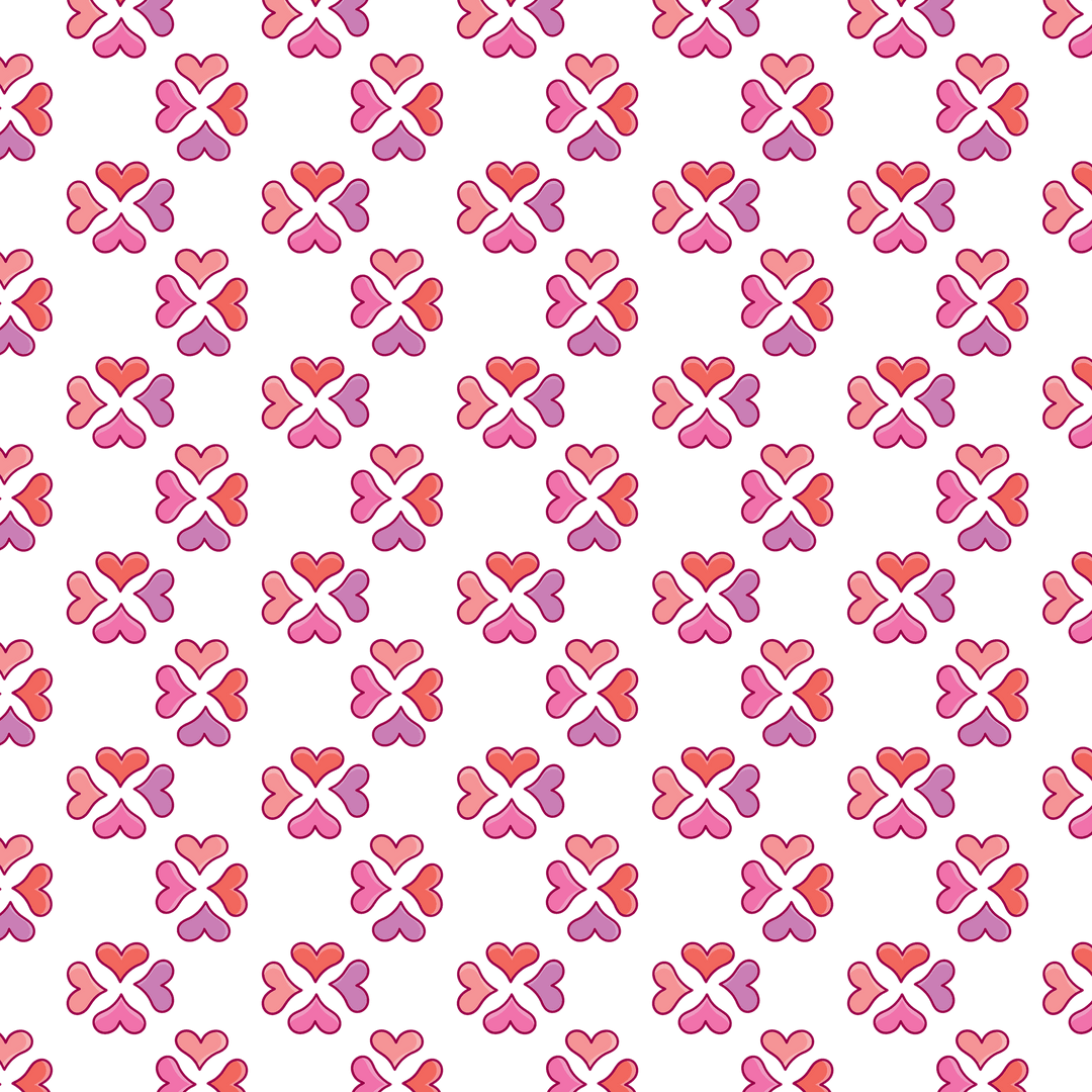 Colorful Clover Heart Pattern on Transparent Background