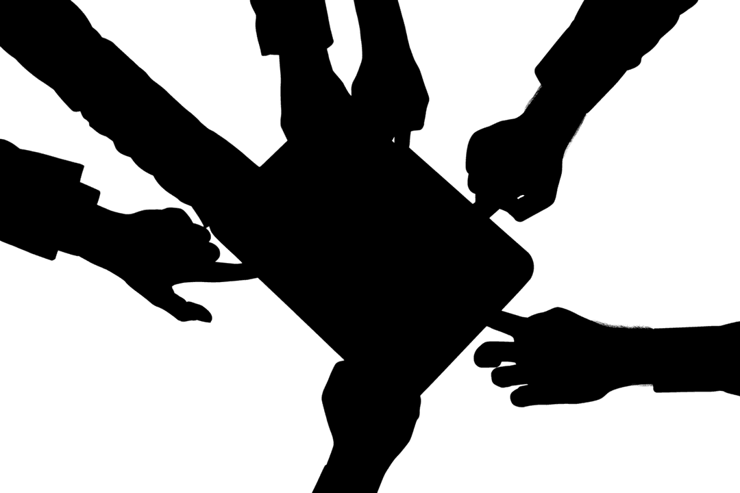 Transparent Silhouette Hands Holding Tablet for Communication Concept