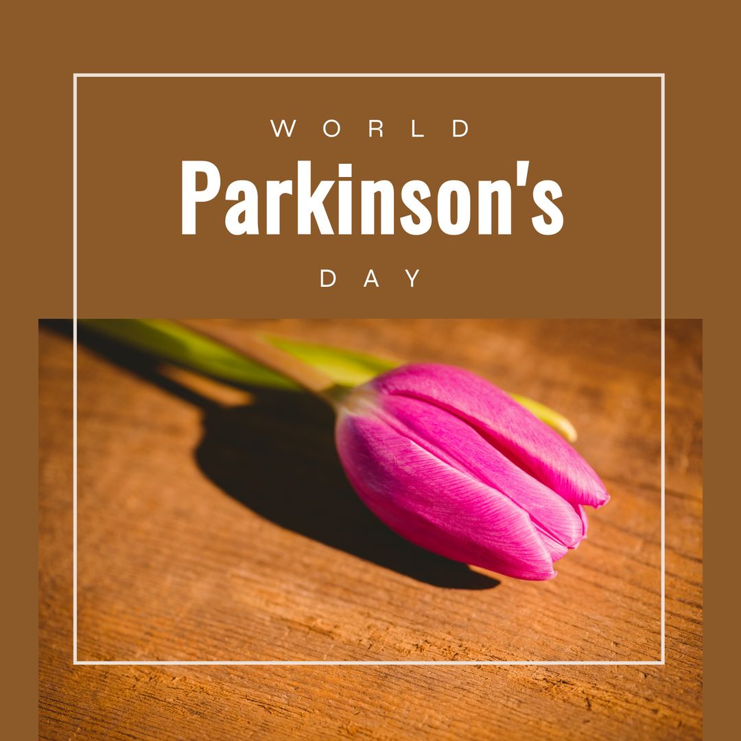 World Parkinson's Day Tulip on Wooden Table - Download Free Stock Templates Pikwizard.com