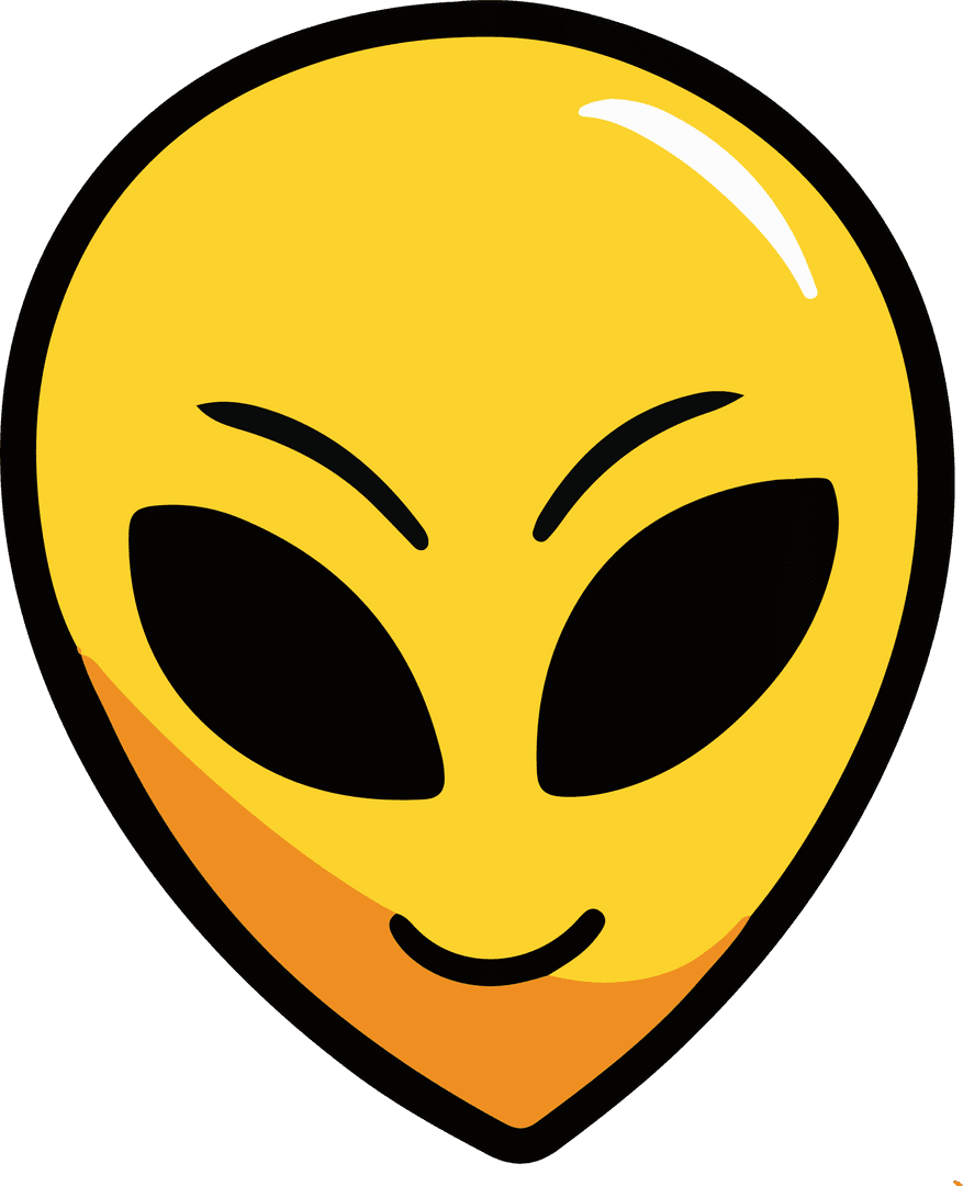 Cartoon Alien Head in Minimalist Style on Transparent Background