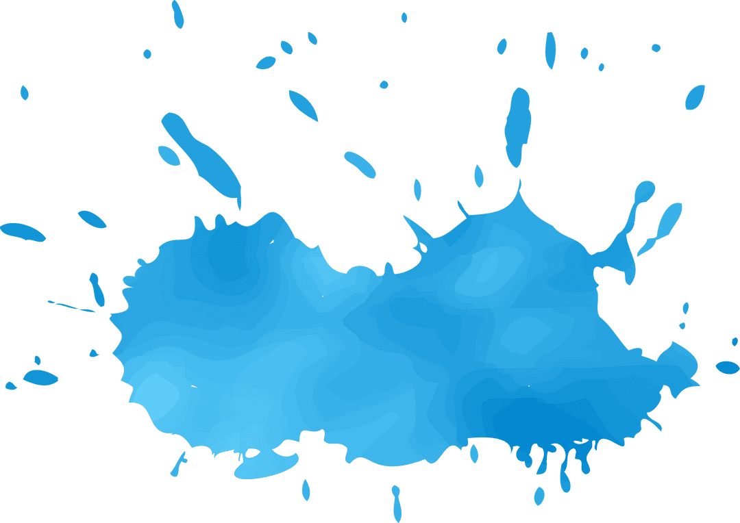 Abstract Blue Liquid Splash with Gradients on Transparent Background