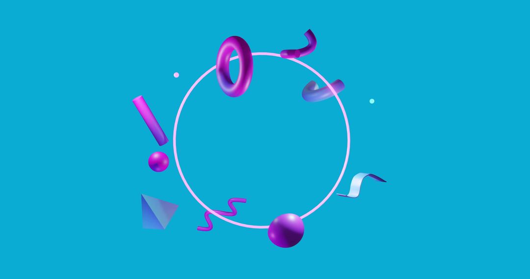 Vibrant Abstract Design with Floating 3D Geometric Shapes