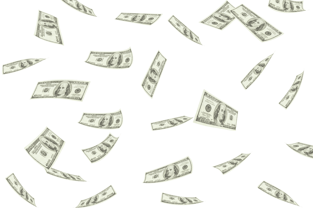 Transparent Background with Floating Dollar Bills Vector