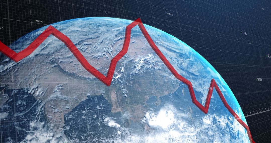 Global Economic Decline Represented by Red Statistical Line