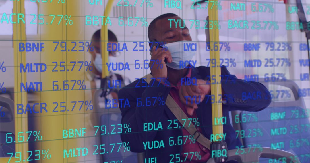 Businessman on Smartphone Reflecting Global Stock Market Data Insights