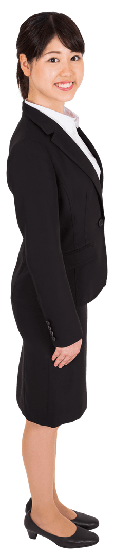 Smiling Asian Businesswoman, Professional Attire, Transparent Background