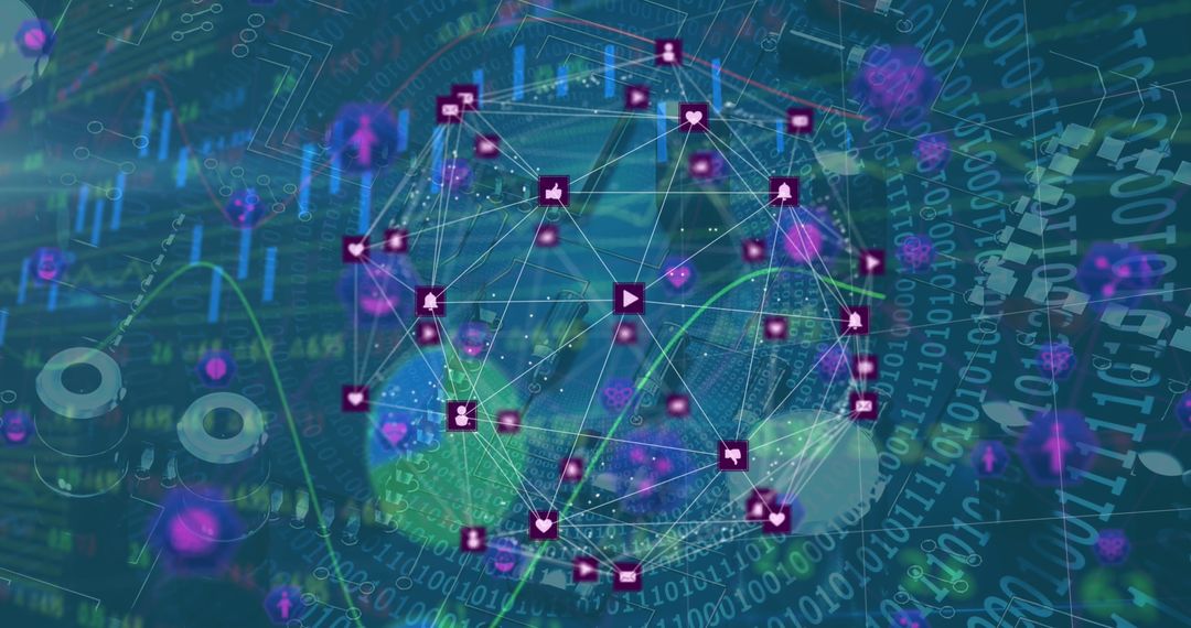 Futuristic Digital Network Connection with Data Flow