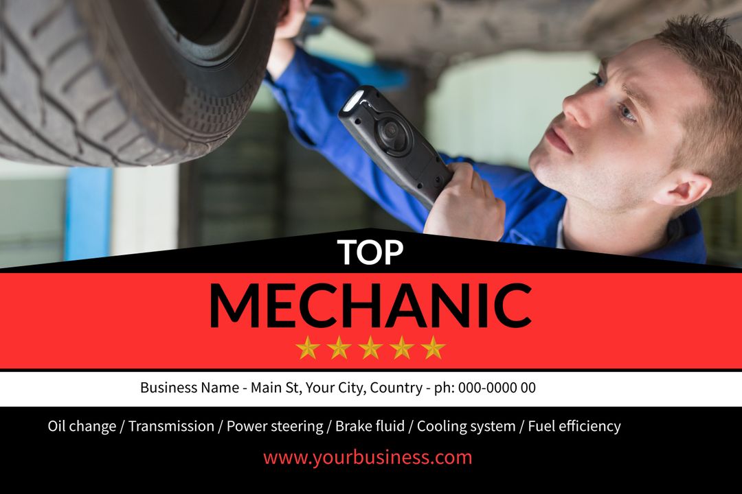 Professional Mechanic Inspecting Car Undercarriage for Maintenance Services - Download Free Stock Templates Pikwizard.com