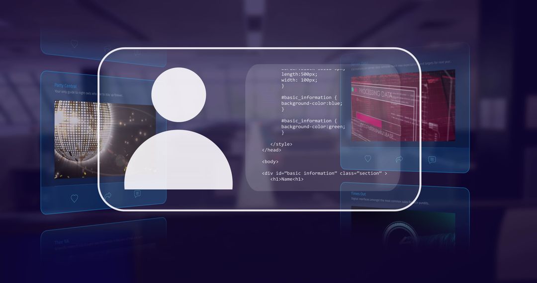 Futuristic AI Data Processing Overlays on Dark Background