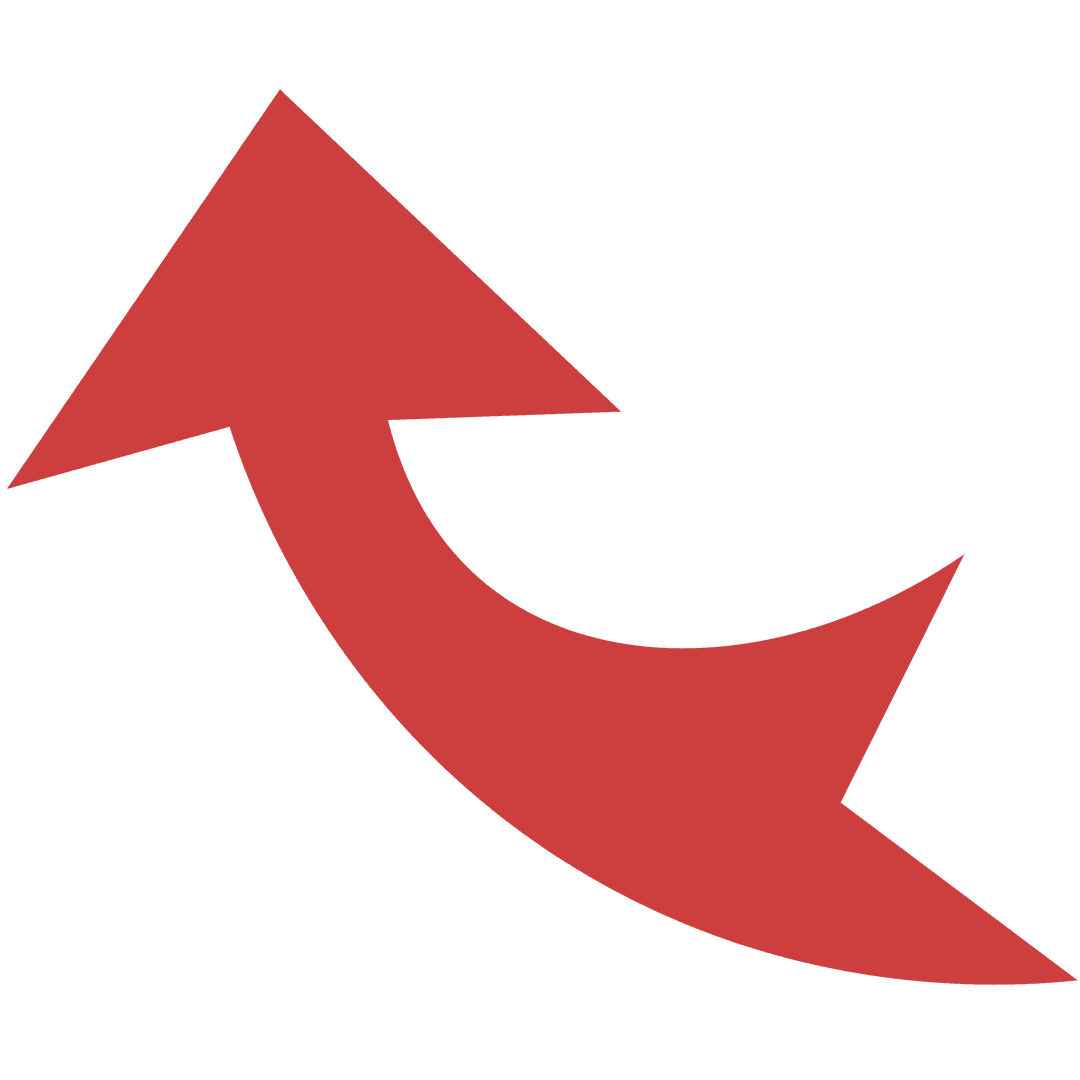 Red Upward Curving Arrow on Transparent Background