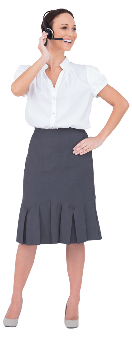 Transparent Cheerful Call Center Agent Communicating