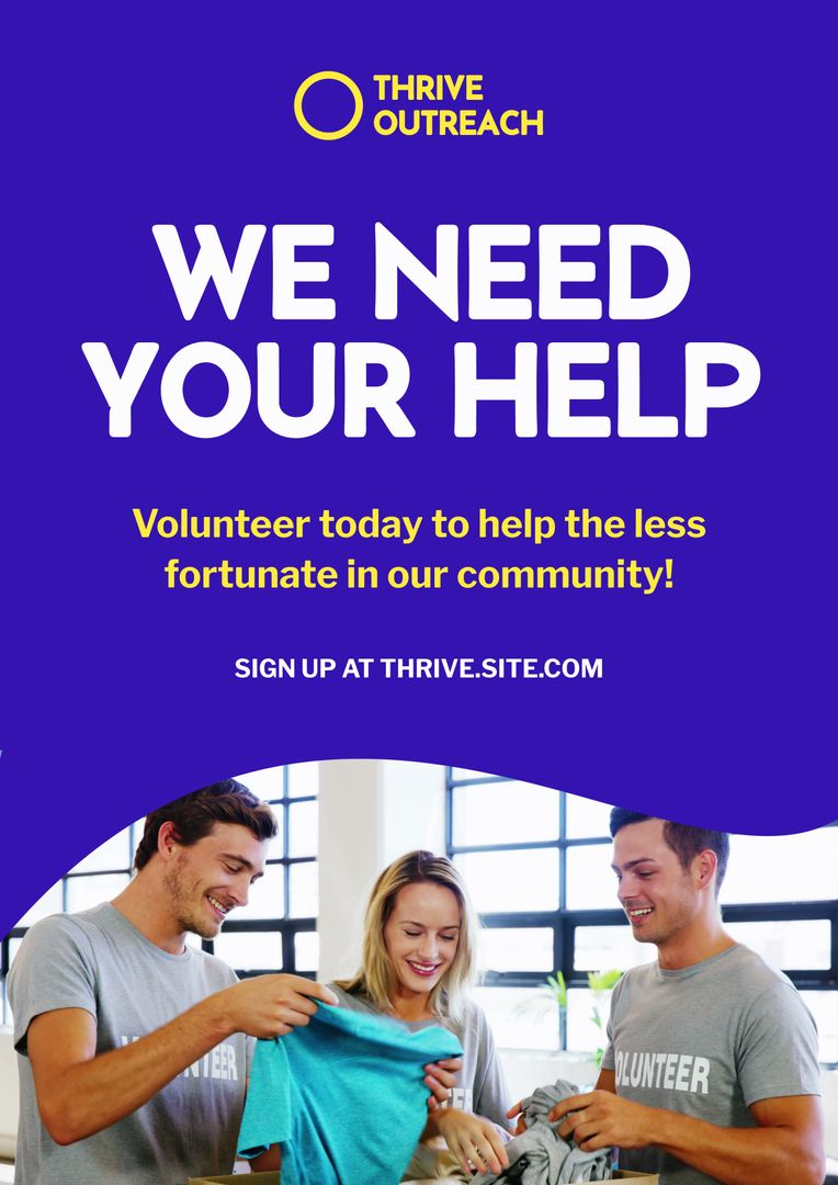 Enthusiastic Volunteers Sorting Clothes for Community Service