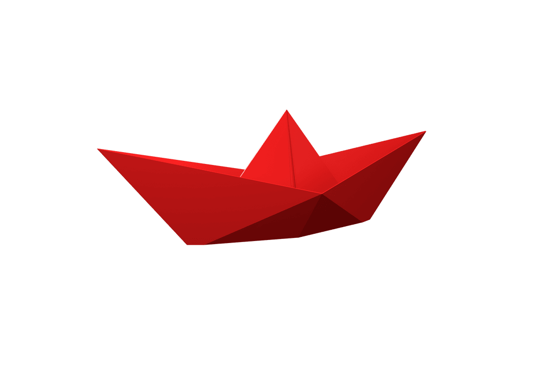 Red Paper Ship Digital Illustration Transparent Background