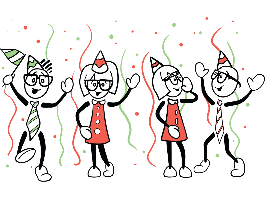 Transparent Celebration with Party-themed Vector Characters