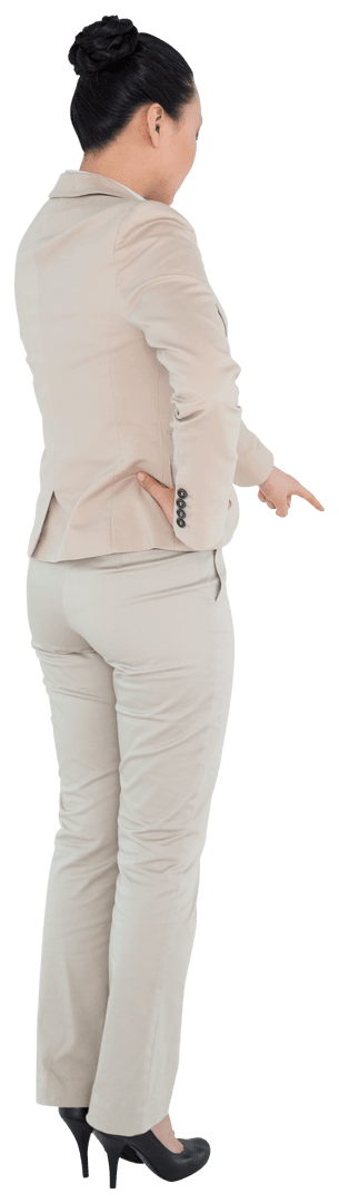 Transparent Asian Businesswoman Interacting with Virtual Display