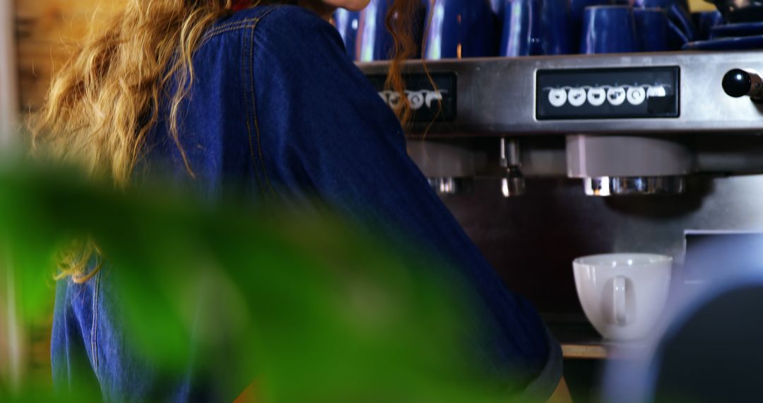 Barista Preparing Coffee with Espresso Machine in Cozy Café - Free Images, Stock Photos and Pictures on Pikwizard.com