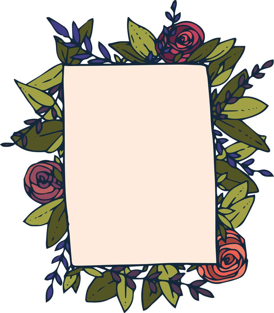 Transparent Floral Wreath with Blank Center for Design Projects