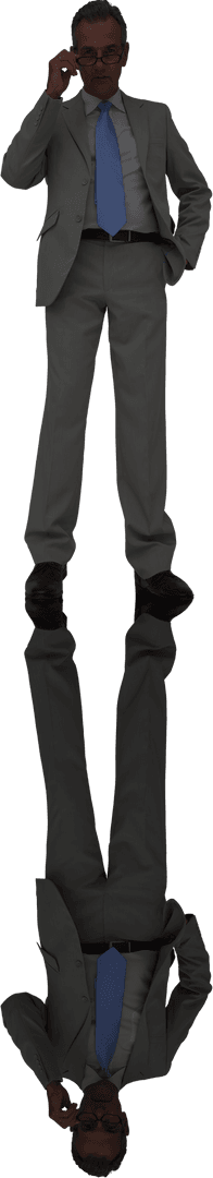 Transparent Businessman in Glasses with Reflection Standing Confidently