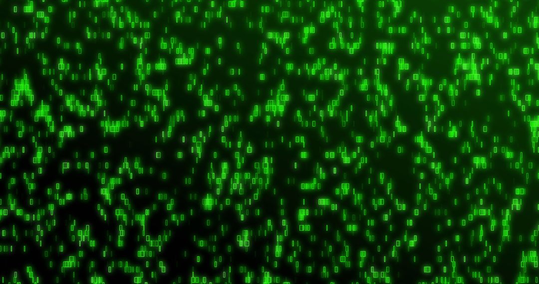 Abstract Green Squares Moving on Black Background