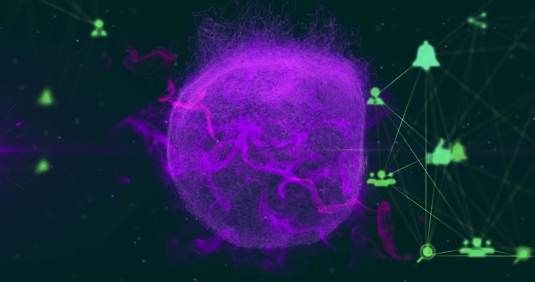 Abstract Digital Network Globe with Neon Effects