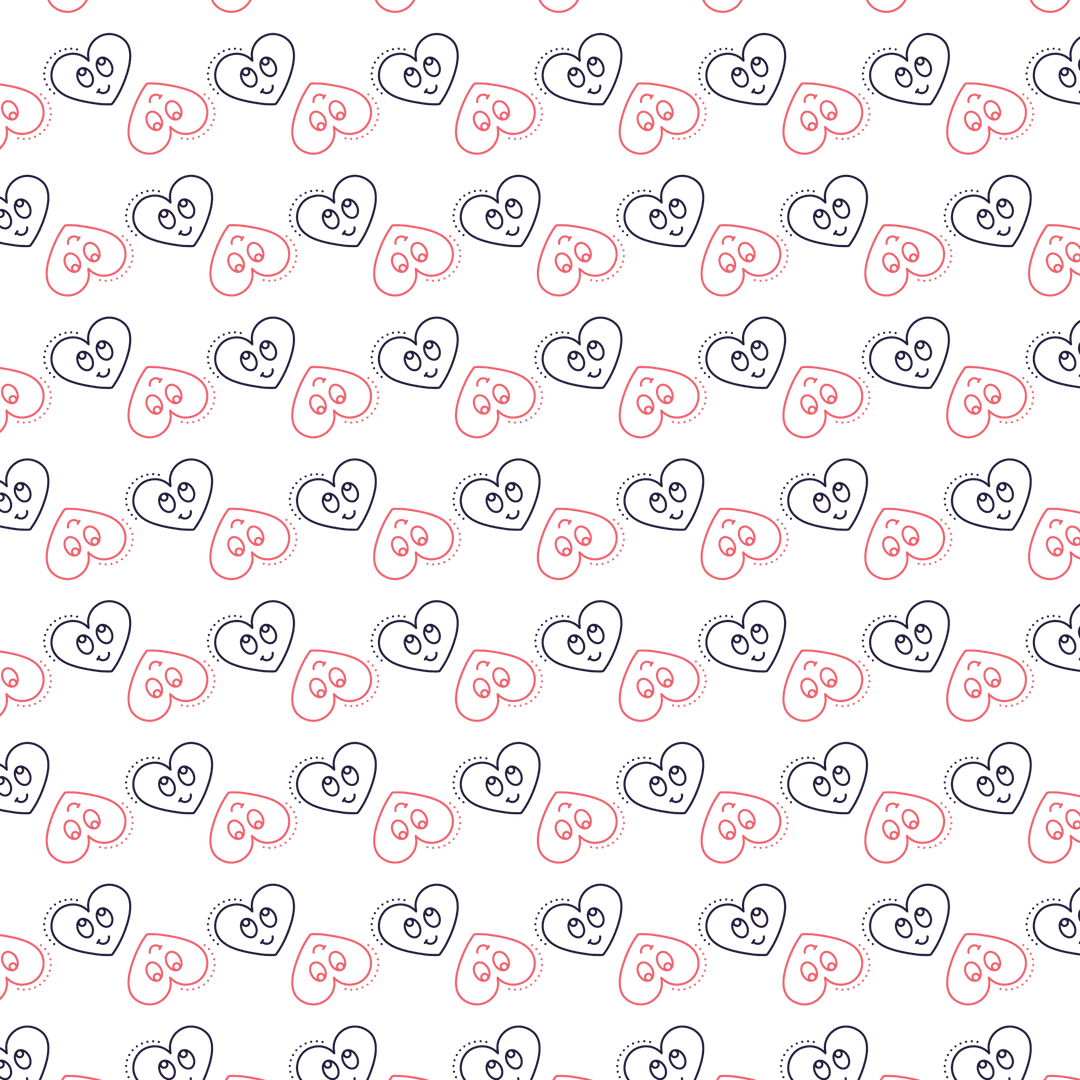 Repeating Red and Blue Hearts Pattern on Transparent Background