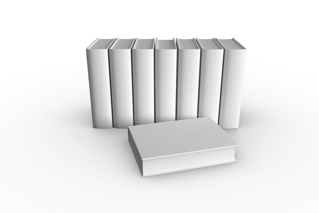 Transparent Minimalist White Books Background with Shadows