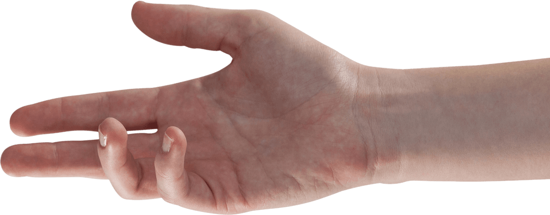Transparent hand gesturing with open palm
