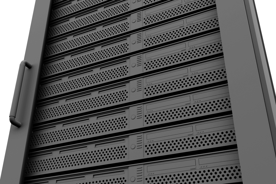 Black Server Tower Isolated on Transparent Background for Technology Use