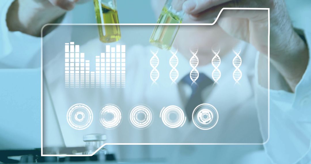 Scientist Analyzing Data and DNA in Modern Laboratory Environment