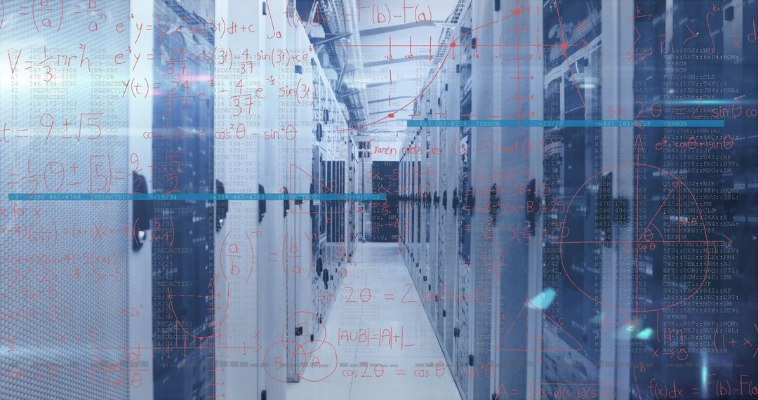 Data Center Network Aisle Emphasizing Digital Innovation