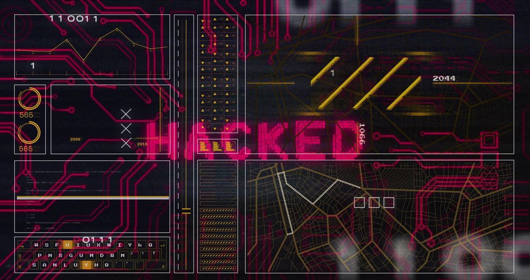 Neon HACKED Alert on Futuristic Cybersecurity Interface