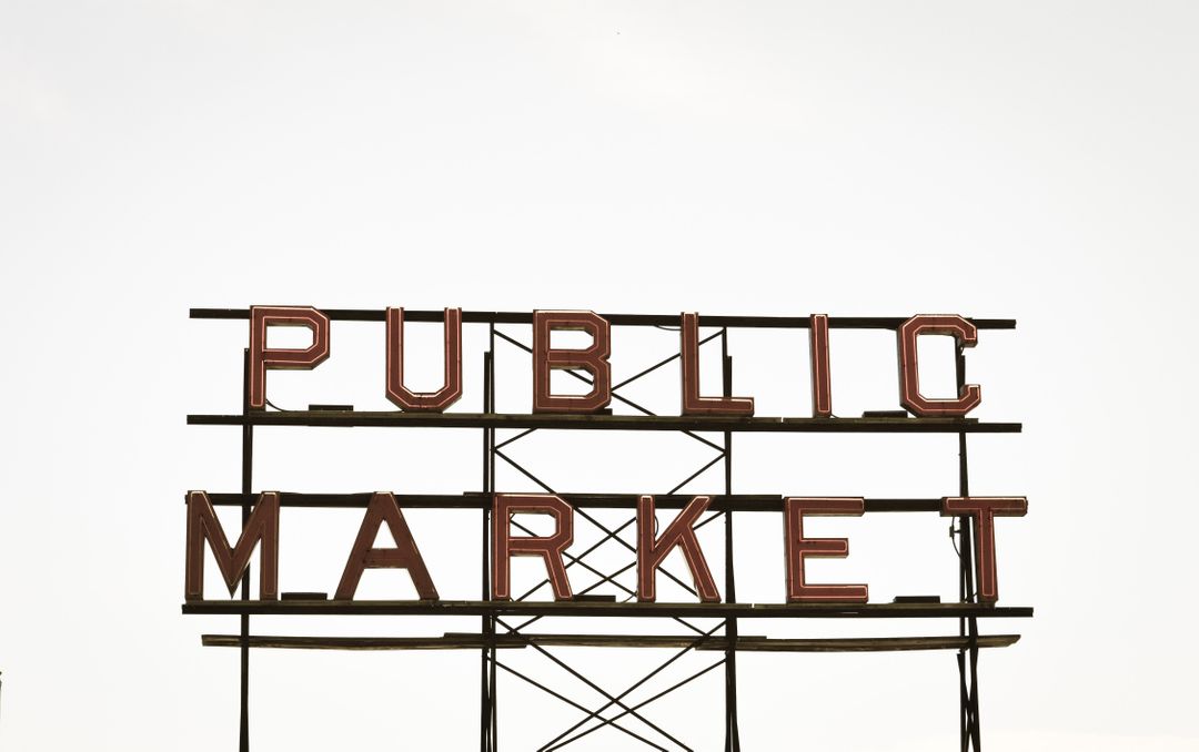 Red and Black Public Market Signage - Free Images, Stock Photos and Pictures on Pikwizard.com
